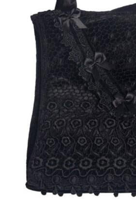 Womens Black Lace and Velvet Goth Handbag (by Sinister)