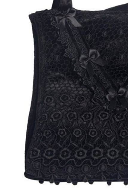 Womens Black Lace and Velvet Goth Handbag (by Sinister)