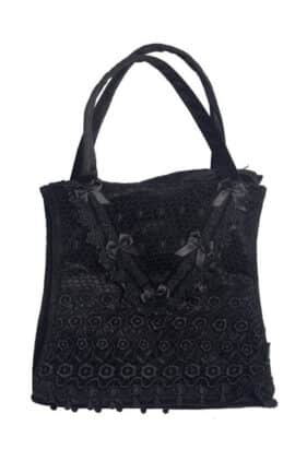 Womens Black Lace and Velvet Goth Handbag (by Sinister)