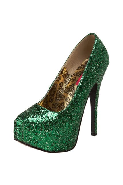 Womens Green Glitter Teeze 06 Shoes