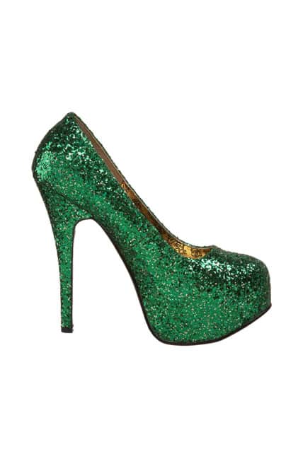 Womens Green Glitter Teeze 06 Shoes